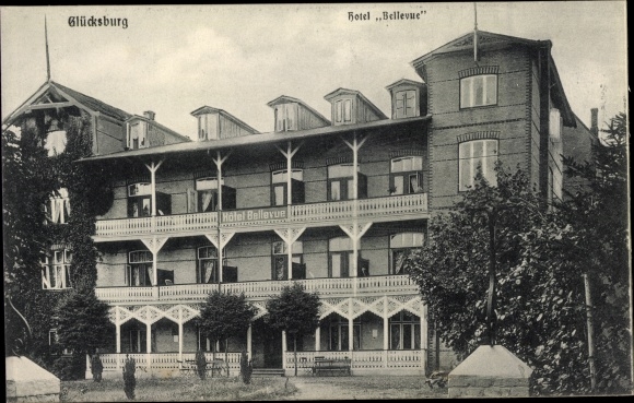 Postcard Glücksburg on the Baltic Sea, Hotel Bellevue