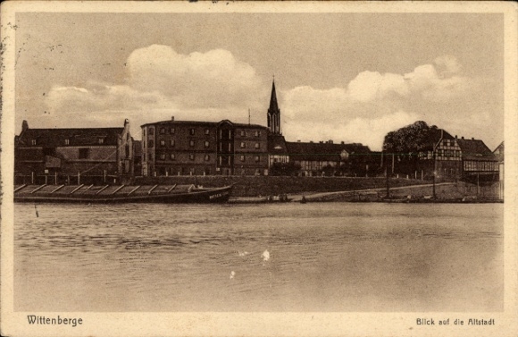 Postcard Wittenberge on the Elbe Prignitz, view of the old town