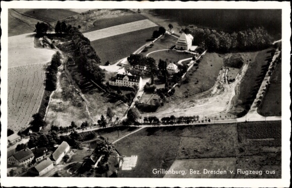 Postcard Grillenburg Tharandt Saxony, Gasthaus Grillenburg, aerial photograph