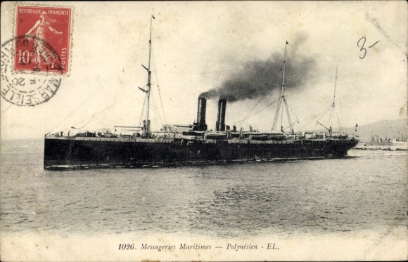 Ak Steamer Polynesia, Messageries Maritimes