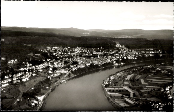 Postcard Waldshut Tiengen am Hochrhein, aerial photograph