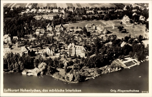 Postcard Hohenlychen Lychen in the Uckermark, climatic health resort of Brandenburg Interlaken, aerial photograph