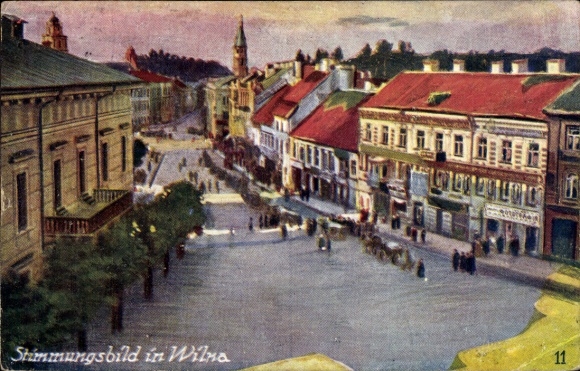 Artist Postcard Vilnius Wilna Lithuania, mood picture, street scene