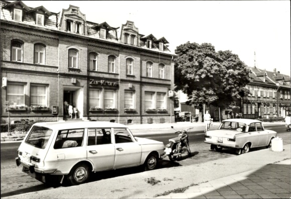 Ak Hasselfelde Oberharz am Brocken, FDGB vakantiehuis, Zur Krone, Wartburg Auto