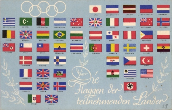 PC Olympia Berlin 1936, flags of the participating countries
