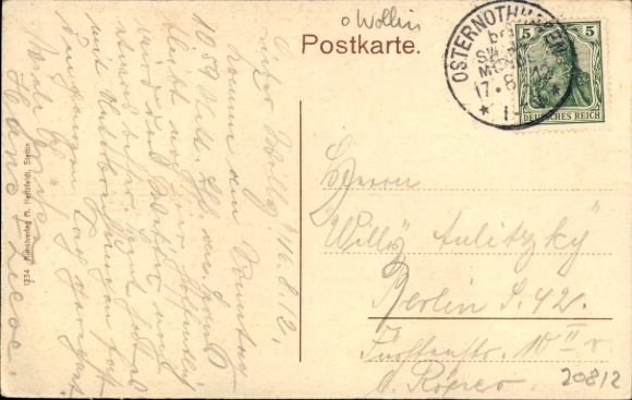 Postcard Świnoujście, view of the lighthouse, sea, sailing boat