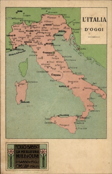 Landkarten Ak Italien, Werbung, Olio Sasso