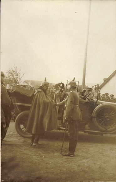 Photo PC of Kaiser Wilhelm II and Crown Prince Wilhelm visiting the XV Reserve Army Corps in the Vosges Mountains in 1915