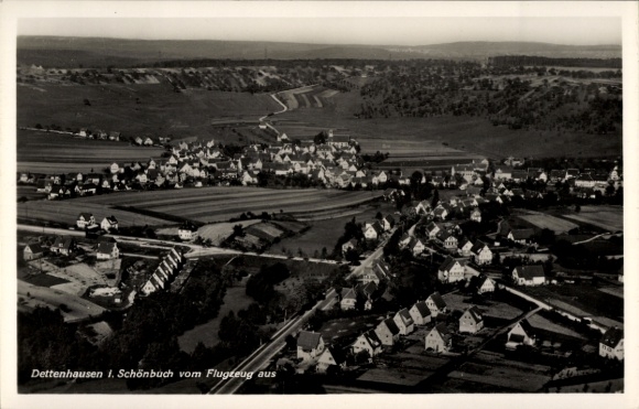 Ak Dettenhausen im Schönbuch Württemberg, Luftaufnahme von  Schönbuch, Flugzeugperspektive