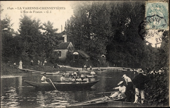 Ak La Varenne Chennevieres Val de Marne, Ll'Ecu de France, Ruderpartie