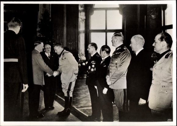 Photo Heinrich Hoffmann, Adolf Hitler, Graf Ciano, Graf Teleki, Graf Csaky, Three Power Pact, Nov. 1940