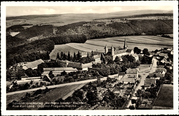 Postcard Steinfeld Kall in the Eifel, aerial photo from the Salvatorian College Hermann Joseph