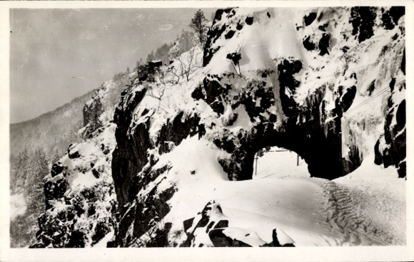 Ak Col de la Schlucht Vosges, Tunnel im Schnee