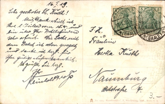 Kunstenaar Ansichtkaart Naumburg Saale Burgenlandkreis, aan de Saale, boot