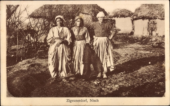 Ak Niš Nisch Servië, zigeunerdorp, zigeunervrouwen