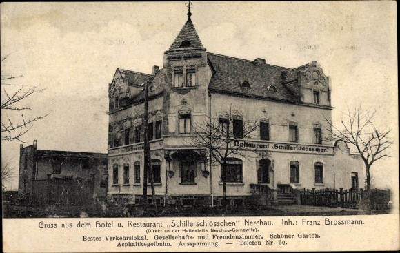 Ak Nerchau Grimma in Sachsen, Restaurant Schillerschlösschen, Inh. Franz Brossmann