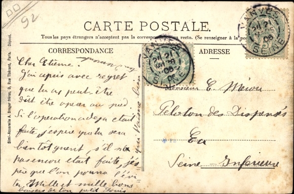 Postcard Vanves Hauts de Seine, Lycee Michelet, the swimming pool
