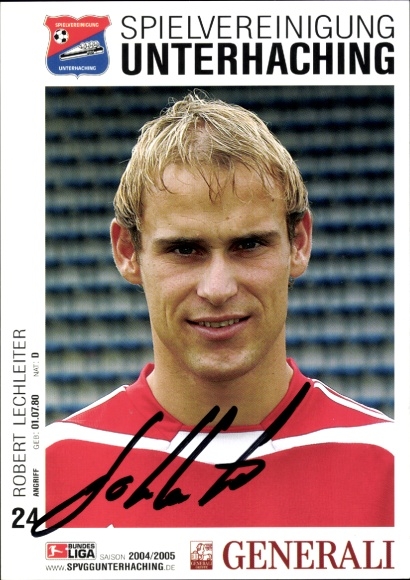 Autograph card footballer Robert Lechleiter, SpVgg Unterhaching, autograph