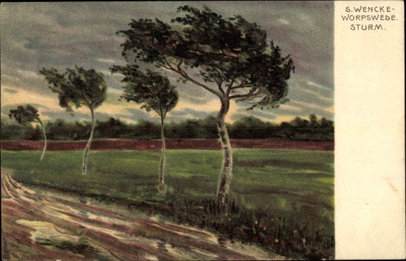 Artist PC Wencke, Sophie, Worpswede, storm, landscape, trees