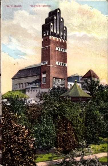 Postcard Darmstadt in Hesse, wedding tower