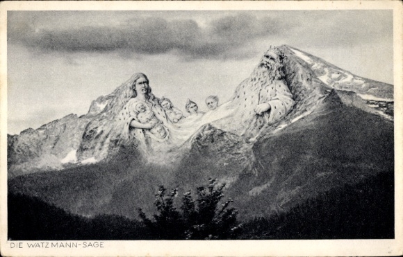 Artist PC Berchtesgaden in Upper Bavaria, Watzmann legend, mountain faces