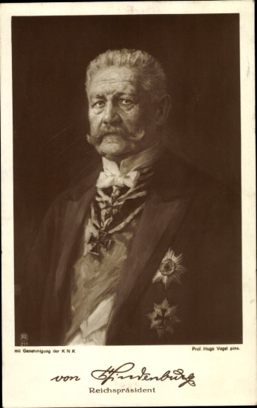 KP artystyczna Vogel, Hugo, Prezydent Rzeszy Paul von Hindenburg