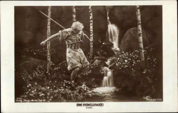 Ak Filmszene aus Die Nibelungen I Teil, Siegfried von Lanze durchstochen