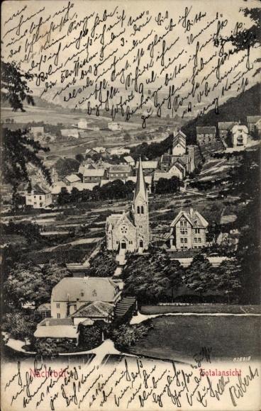 Postcard Nachrodt Wiblingwerde in Sauerland, total view of village, church
