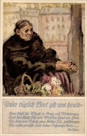 Artist Postcard Zurich City Switzerland, War Relief Support of the City, Give us this day our daily bread