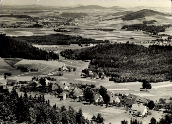 Postcard Waltersdorf (Amtsh. Zittau) Großschönau in Upper Lusatia, view over the valley, farmhouses...
