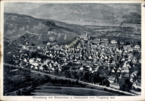 KP Weinsberg w dzielnicy Heilbronn, zdjęcie lotnicze Weibertreu, sanatorium