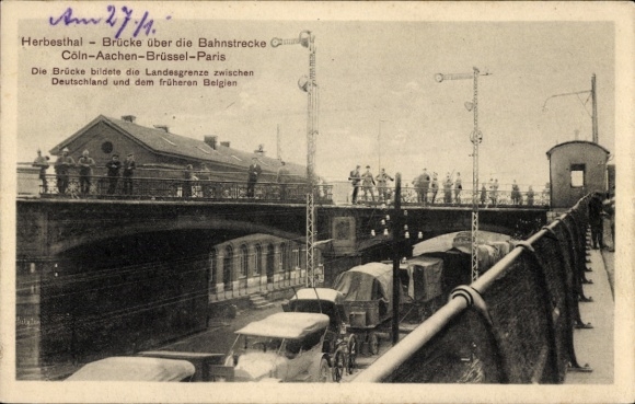 Postcard Herbesthal Lontzen Wallonia Liège, bridge over the railway line Cologne Aachen Brussels Paris