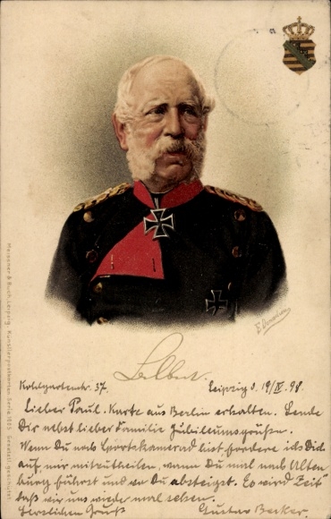 Kunstenaar litho Donadini, Antonio Ermenegildo, koning Albert van Saksen, portret