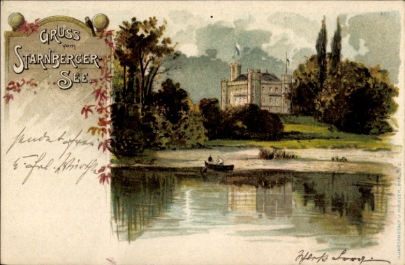 Chromo-Litho Berg am Starnberger See Upper Bavaria, Berg Castle