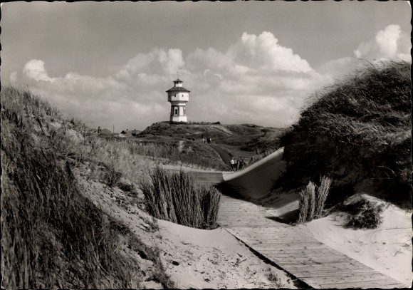 Postcard Nordseebad Langeoog Ostfriesland, dune path to the beach, water tower