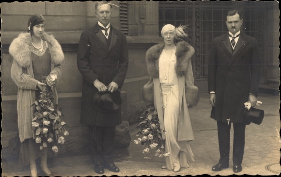 Photo Postcard Grand Ducal couple of Luxembourg, visit royal couple of Belgium 1930