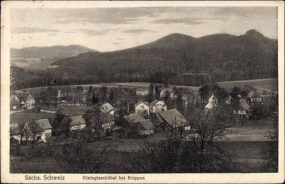 Postcard Kleingiesshübel Reinhardtsdorf Schöna in Saxony, panorama of the village