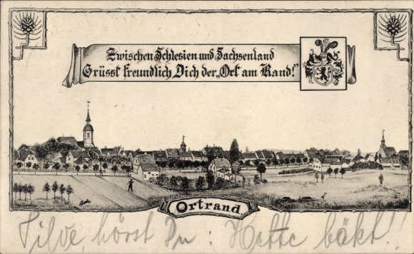 Postcard Ortrand in Niederlausitz, Historical View