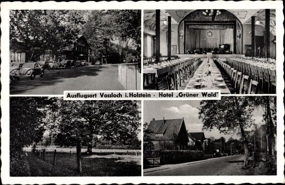 Passepartout ansichtkaart Voßloch Bokholt Hanredder Schleswig Holstein, Hotel Grüner Wald, F. Eggert