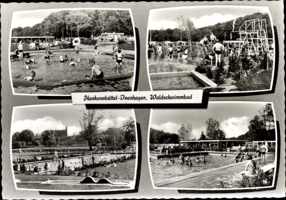 Postcard Isenhagen Hankensbüttel in Lower Saxony, forest swimming pool
