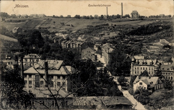Postcard Meißen on the Elbe, Rauhentalstraße
