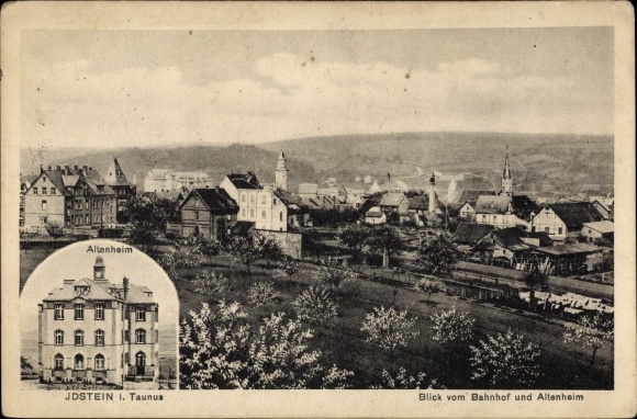 Postcard Idstein im Taunus Hessen, view from the train station and old people&#39;s home