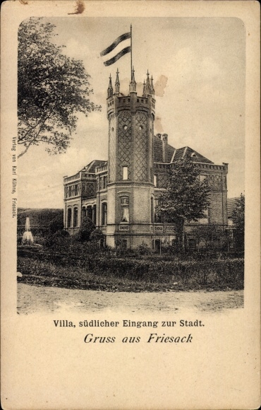 Postcard Friesack in der Mark, villa, southern entrance to the city