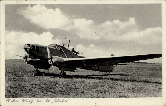 Postcard Focke Wulf Fw 58 Weihe, multi-role aircraft, Luftwaffe
