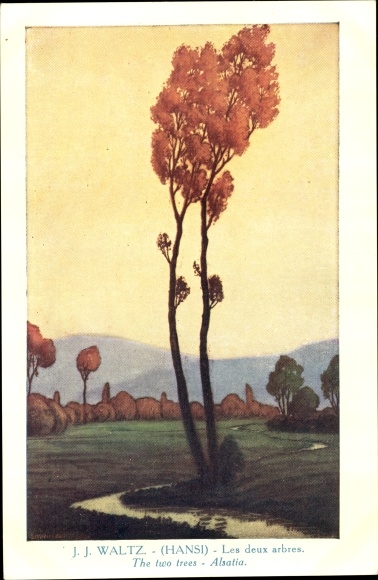 Artist PC Hansi, Jean Jacques Waltz, Alsace, Les deux arbres, two trees