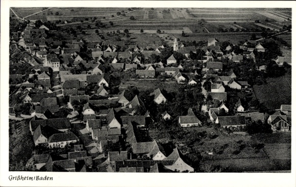 Postcard Grißheim Neuenburg am Rhein Baden, aerial photograph