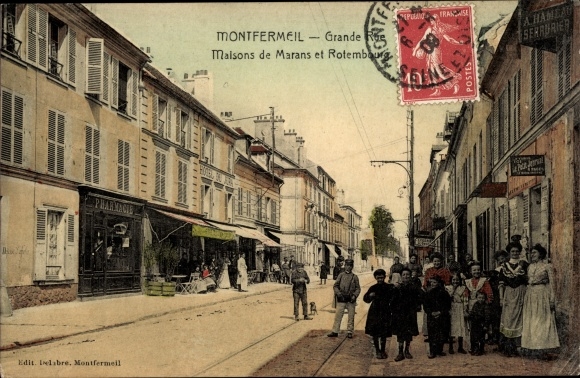 Ak Montfermeil Seine Saint Denis, Grande Rue, Maisons de Marans et Rotembourg