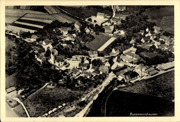 Postcard Bussmannshausen Bußmannshausen Schwendi in Upper Swabia Württemberg, aerial photograph