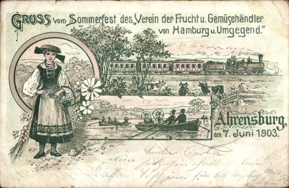 Chromo-Litho Ahrensburg in Holstein, Summer Festival of the Association of Fruit and Vegetable Traders Hamburg, Zug