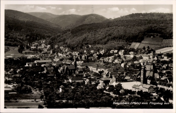 Postcard Bad Bergzabern on the Palatinate Wine Route, aerial photograph